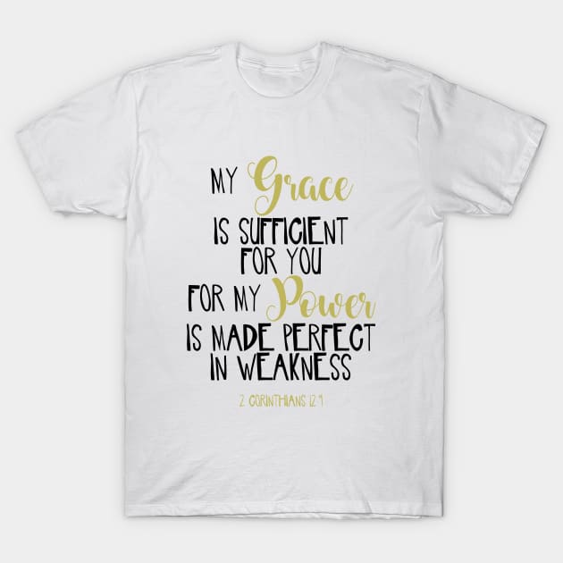 2 Corinthians 12:9 Bible Scripture Verse Handwriting T-Shirt by JakeRhodes